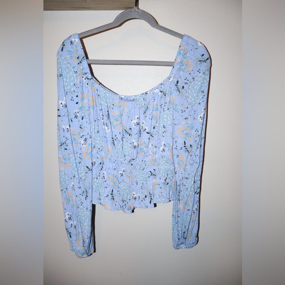 ASTR The Label Light Blue Floral Top